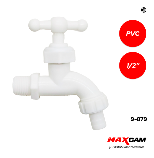 [9-879] LLAVE CHORRO 1/2" PVC BLANCA C/PICO GRIMAX 9-879