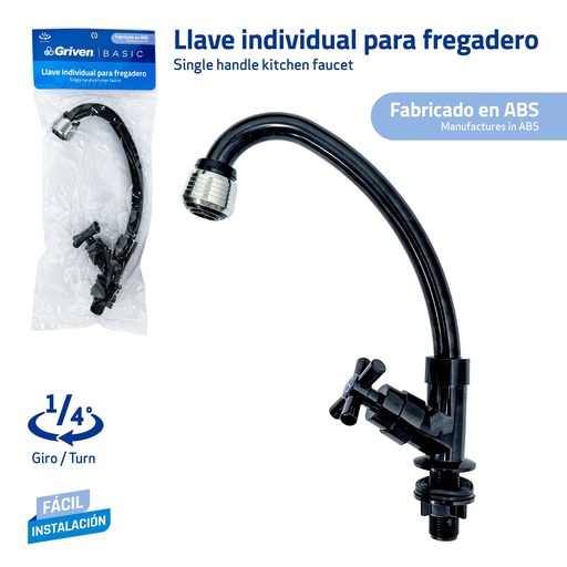 [9-791] LLAVE FREGADERO PLASTICA NEGREA GRIVEN BASIC 9-791