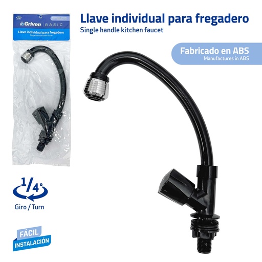[9-792] LLAVE FREGADERO PLASTICA NEGREA GRIVEN BASIC 9-792