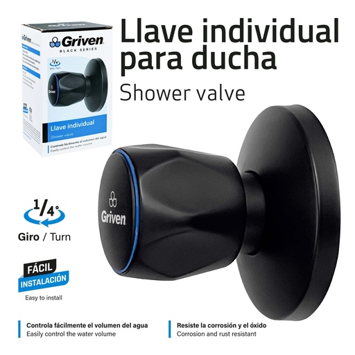 [9-745] LLAVE P/DUCHA INDIVIDUAL GRIVEN BLACK 9-745