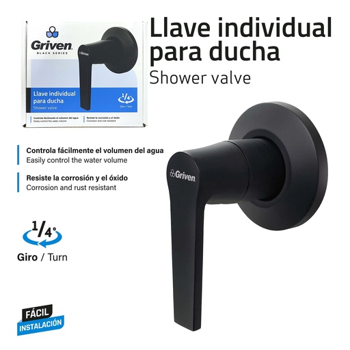 [9-841] LLAVE P/DUCHA INDIVIDUAL GRIVEN BLACK 9-841
