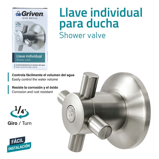 [9-843] LLAVE P/DUCHA INDIVIDUAL GRIVEN GUN META 9-843