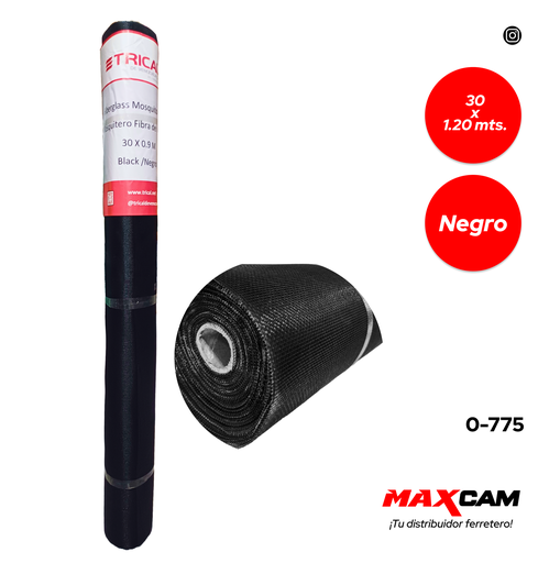 [0-775] MALLA MOSQUITERO FIBRA/VIDRIO NEGRA 30x1,20 MTS TRICAL 0-775