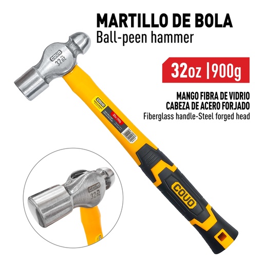 [9-757] MARTILLO DE BOLA M/FIBRA DE VIDRIO x 32 OZ COVO 9-757