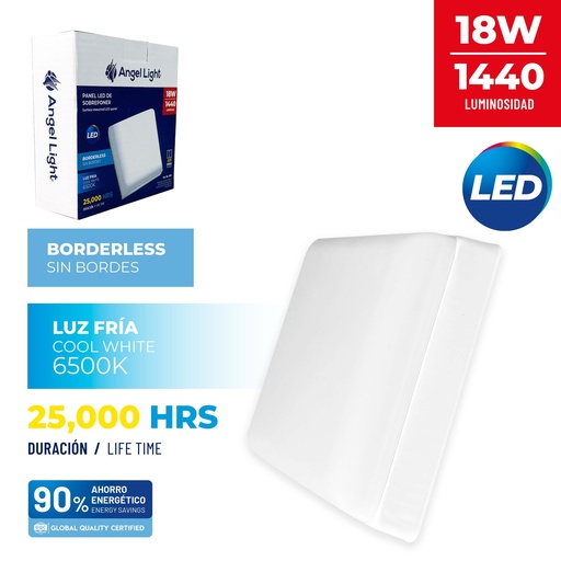 [10-030] PANEL LED SUPER CUAD LUZ FRIA 18W ANGEL L 10-030