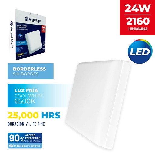 [10-031] PANEL LED SUPER CUAD LUZ FRIA 24W ANGEL L 10-031