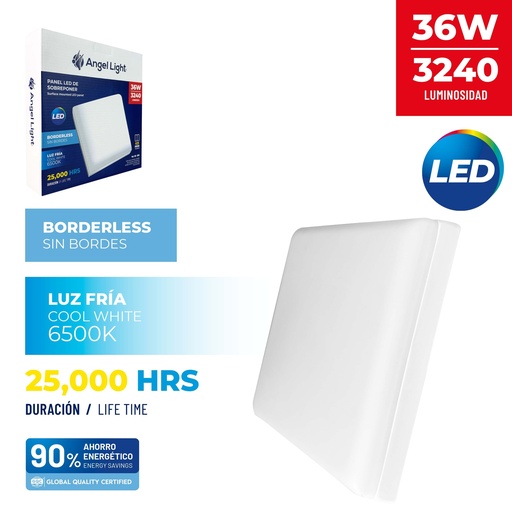[10-032] PANEL LED SUPER CUAD LUZ FRIA 36W ANGEL L 10-032