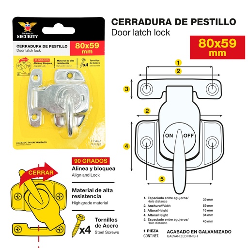 [9-804] PASADOR MARIPOSA PLATA SECURITY 9-804
