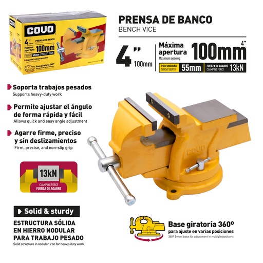 [10-205] PRENSA DE BANCO 4" COVO 10-205