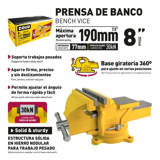 [10-208] PRENSA DE BANCO 8" COVO 10-208