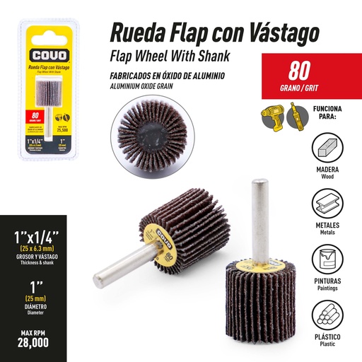 [9-827] RUEDA FLAP GRANO 80 1"COVO 9-827