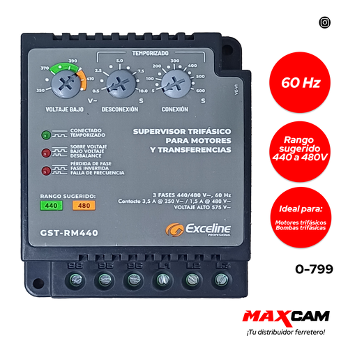 [0-799] SUPERVISOR TRIFASICO MOTORES 480V EXCELINE 0-799