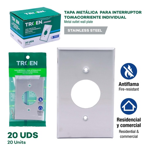 [10-063] TAPA METALICA P/TOMA SENCILLO TROEN 10-063