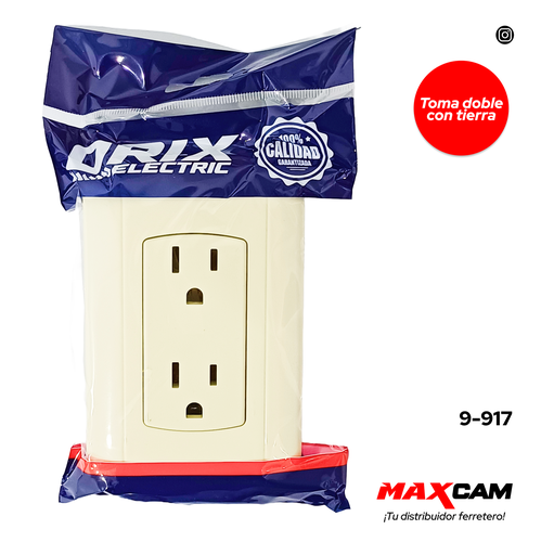 [9-917] TOMA DOBLE C/TIERRA TIPO BTICINO ORIX 9-917