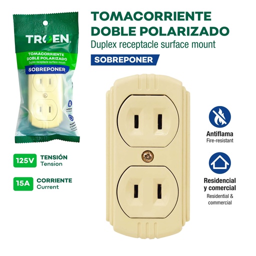 [10-131] TOMA DOBLE SOBREPONER BEIGE TROEN 10-131