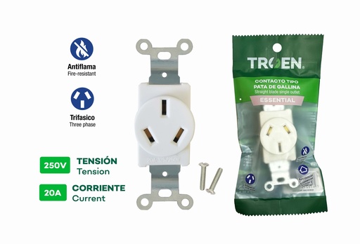 [10-082] TOMA TRIFASICA 3P x 20A 250V BLANCA TROEN 10-082