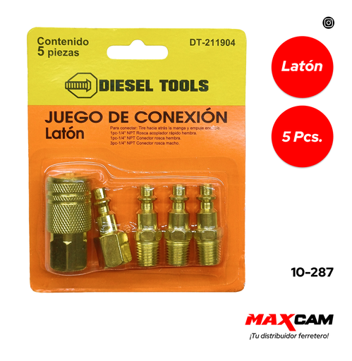 [10-287] ACOPLES P/COMPRESOR 5 PCS BRONCE DIESEL T 10-287