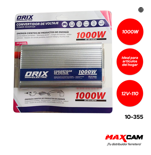 [10-355] [10-355] INVERSOR DE ENERGIA 12V A 110V 1000W ORIX 10-355