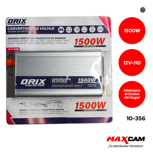 [10-356] INVERSOR DE ENERGIA 12V A 110V 1500W ORIX 10-356