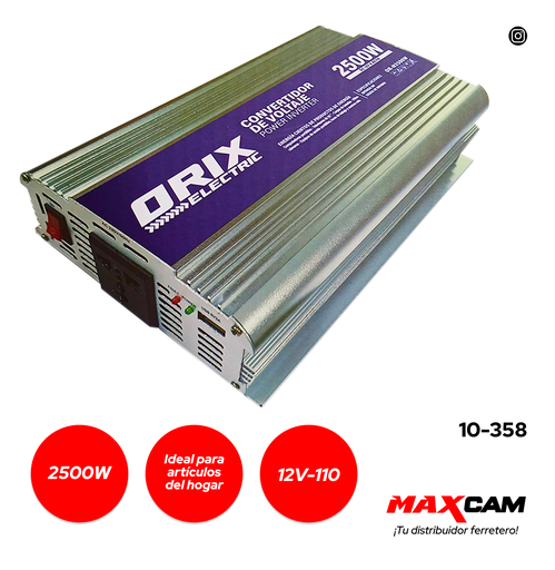 [10-358] INVERSOR DE ENERGIA 12V A 110V 2500W ORIX 10-358