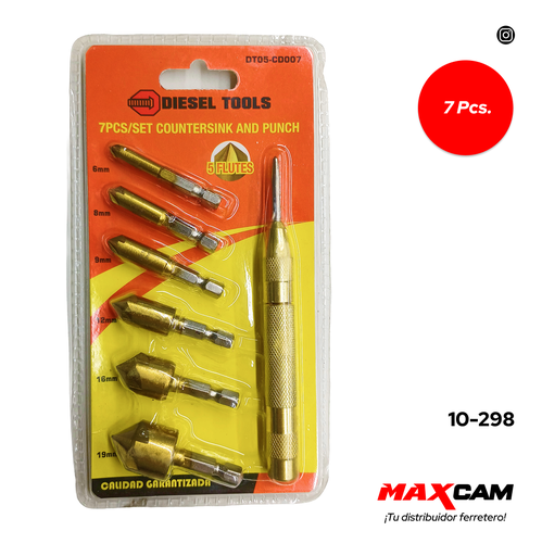 [10-298] JUEGO AVELLANADORES Y PUNZONES 7 PCS DIESEL TOOLS 10-298