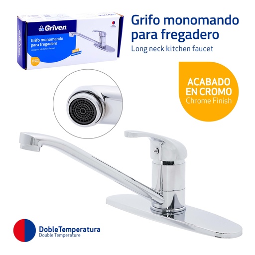 [10-271] LLAVE FREGADERO MONOMANDO CROMO GRIVEN 10-271