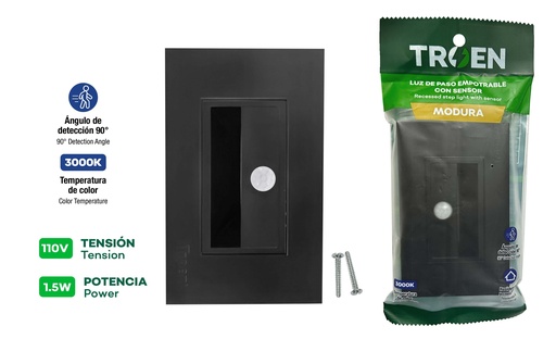 [10-057] LUZ DE PARED CON SENSOR NEGRO TROEN 10-057