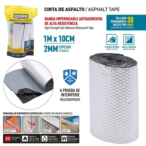 [10-395] MANTO ADHESIVO ASFALTICO 10CM x 1 MTS COVO 10-395