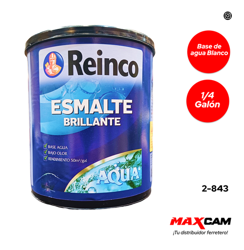 [2-843] PINTURA AQUA ESMALTE BLANCO BRILLANTE x 1/4 REINCO 2-843