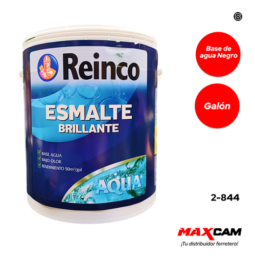 [2-844] PINTURA AQUA ESMALTE NEGRO BRILLANTE x GAL REINCO 2-844