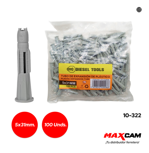 [10-322] RAMPLUG PLAST GRIS 5x31MM x 100 PCS DIESEL T 10-322
