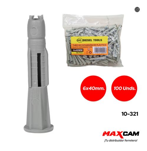 [10-321] RAMPLUG PLAST GRIS 6x40MM x 100 PCS DIESEL T 10-321